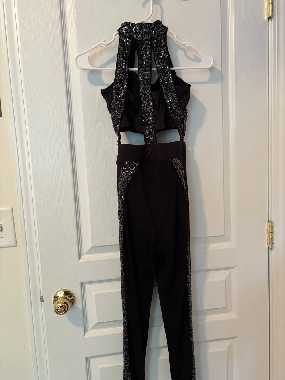 Black Sequin-Detail Dance Jumpsuit for Kids
